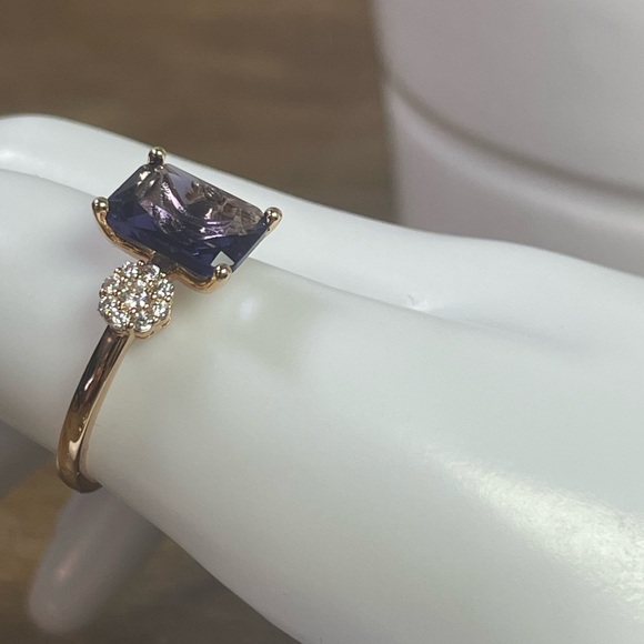 14K ROLLED AMETHYST & SAPPHIRE Ring & Earrings Set. - Picture 3 of 15
